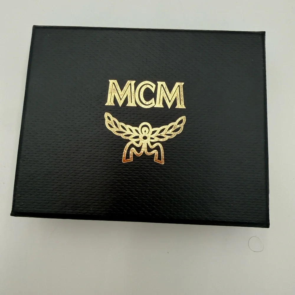 MCM Cognac Logo Slim Card Holder in Tan and Black